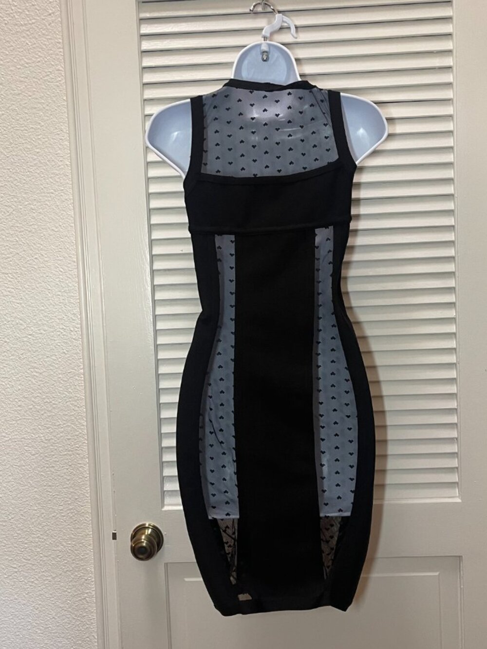 Black Mesh Panel Bodycon Dress Size S Zip Front - Picture 5 of 10